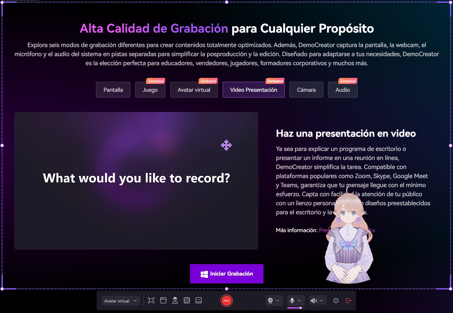 la aplicacion de grabar-Democreator