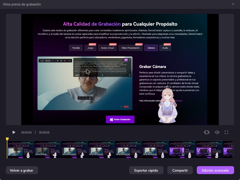 mejorar calidad video en Democreator