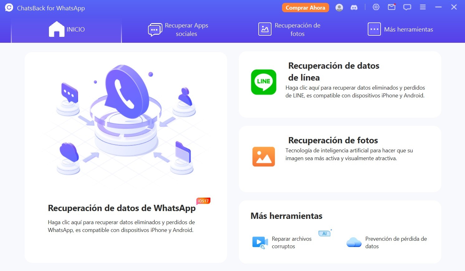 aplicaciones para recuperar mensajes de whatsapp: iMyFone ChatsBack