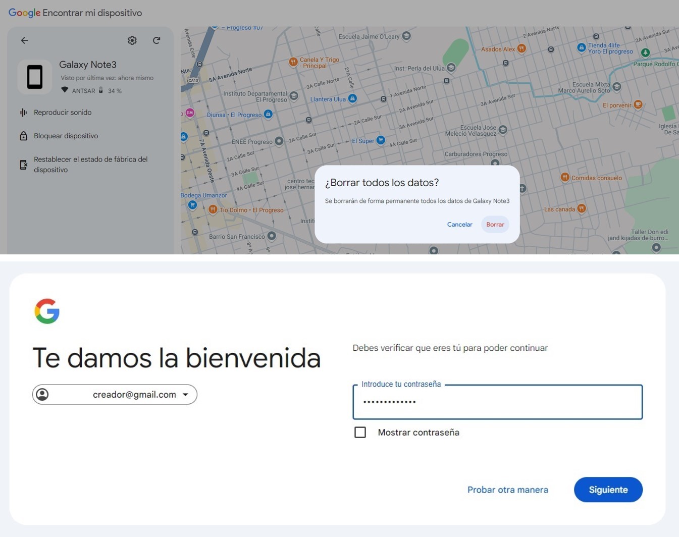 iniciar la eliminación de datos