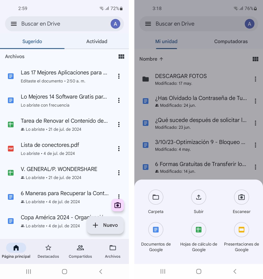 aplicación de transferencia de datos Google Drive para Android