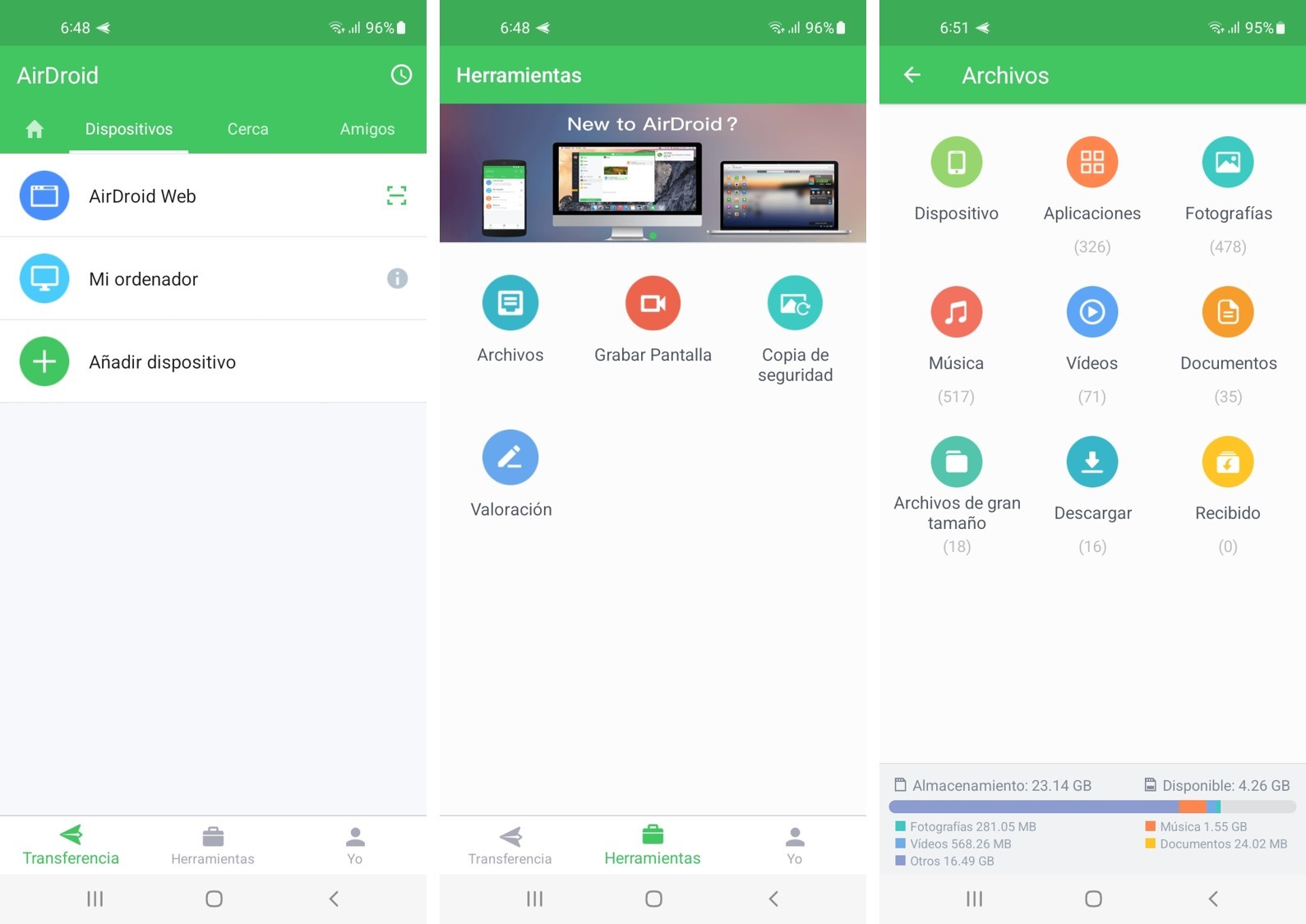 aplicación de transferencia de datos AirDroid para Android