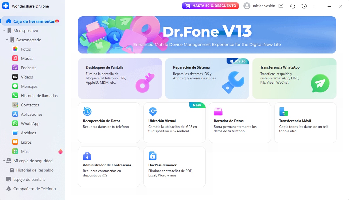 acceder a la página de inicio de dr.fone