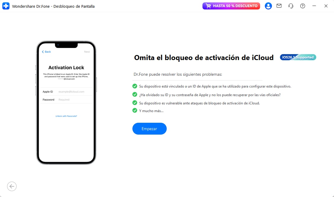 iniciar el proceso para omitir el bloqueo de activación