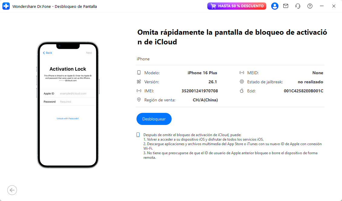indicación para conectar el dispositivo