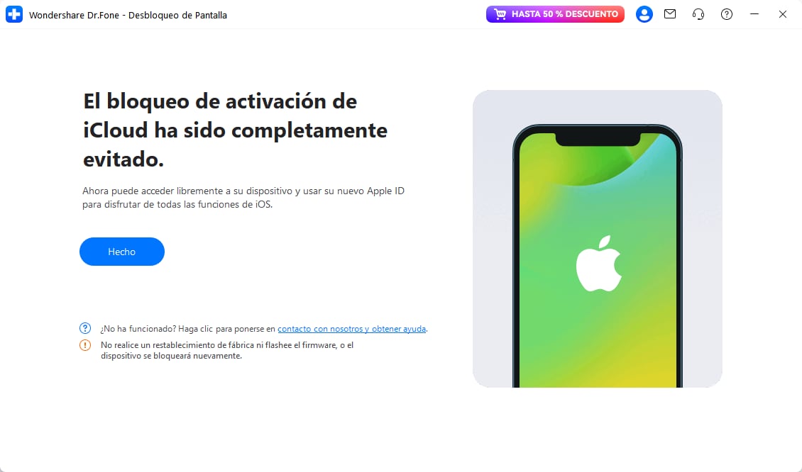 bloqueo de activación eliminado con éxito