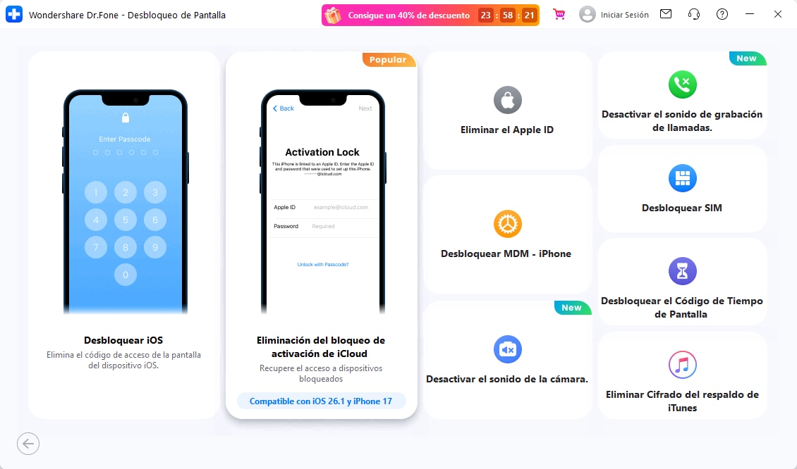 iniciar desbloqueo de activación de icloud