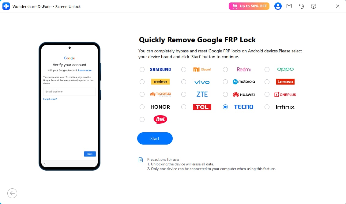 seleccionar la marca de teléfono infinix