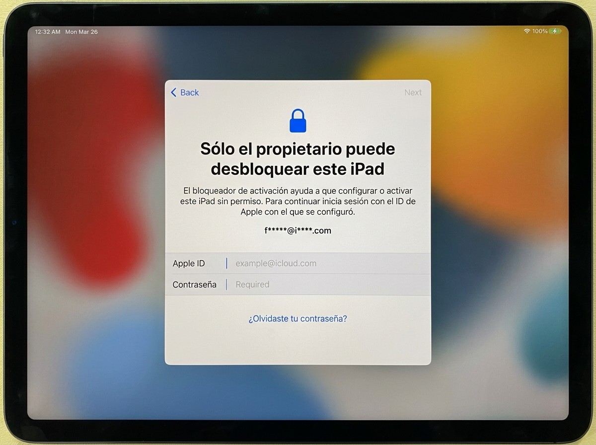 bloqueo de activacion ipad