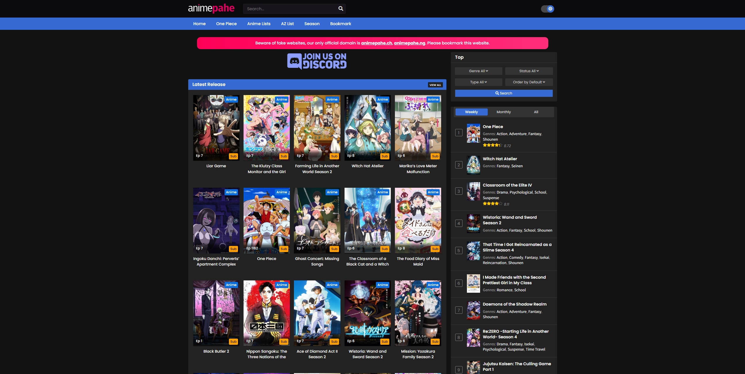 paginas animepahe para ver anime