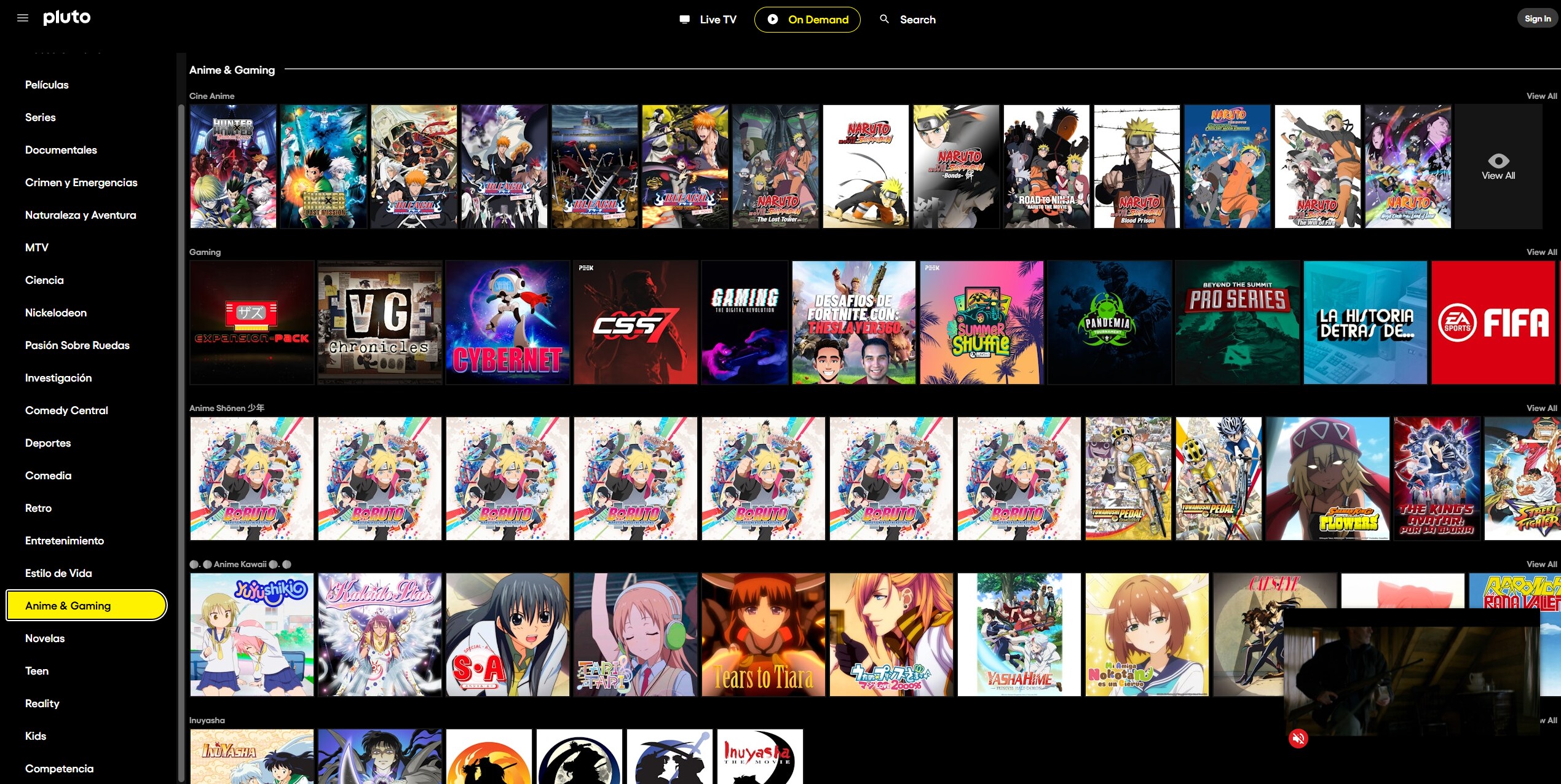 paginas pluto tv para ver anime