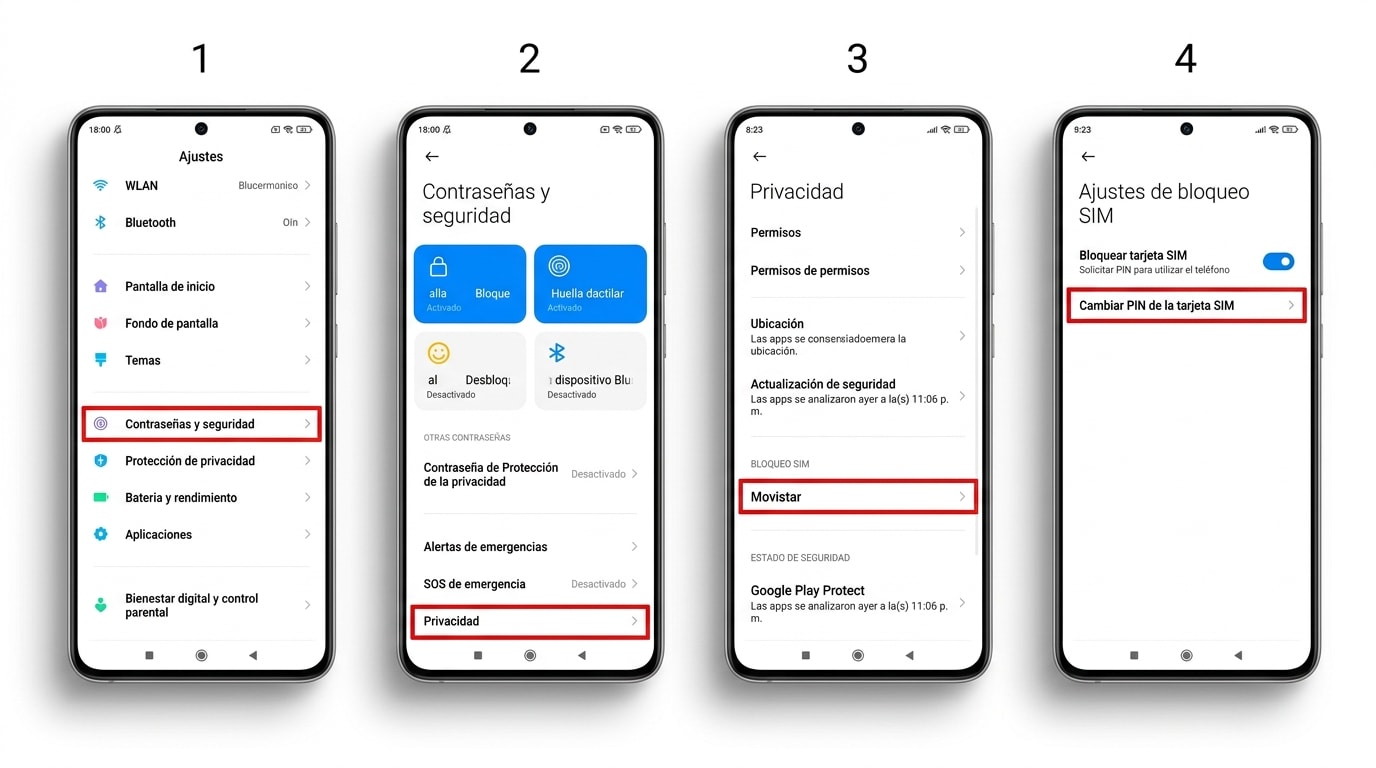 cambiar PIN de la SIM en Xiaomi