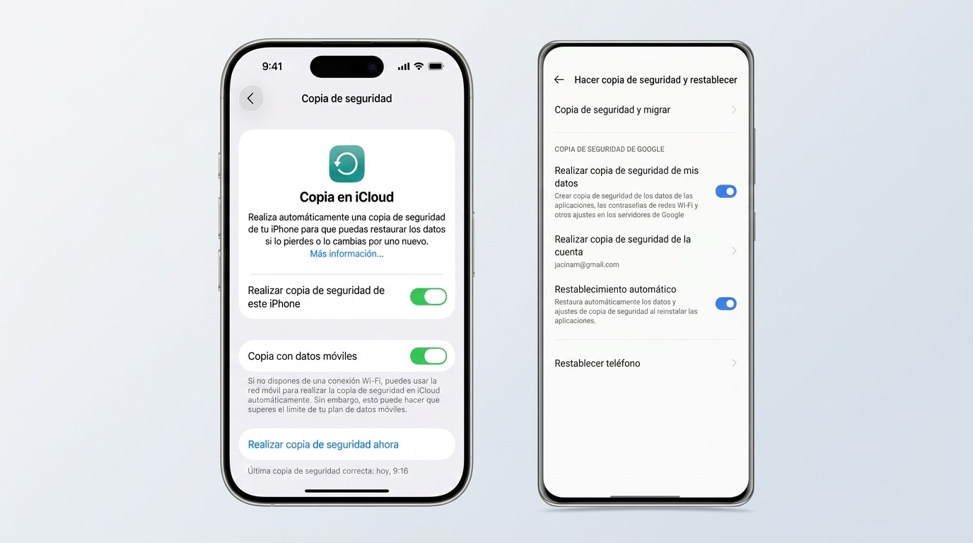 Copia de seguridad antes de cambiar el chip o la SIM