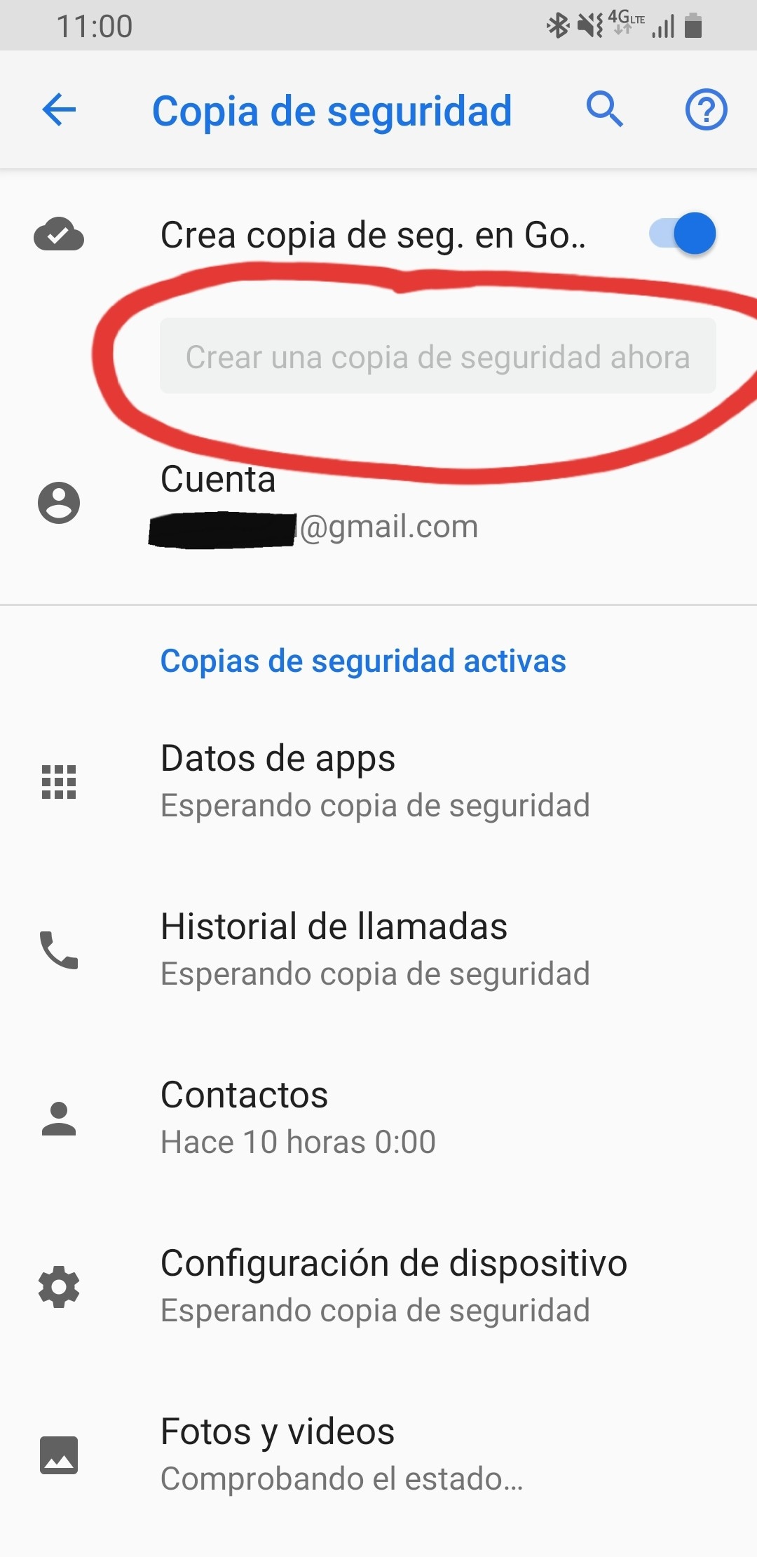 crear copia de seguridad ahora