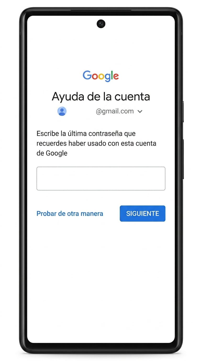 Recuperar una cuenta de Google en un Pixel 6 bloqueado después de un restablecimiento