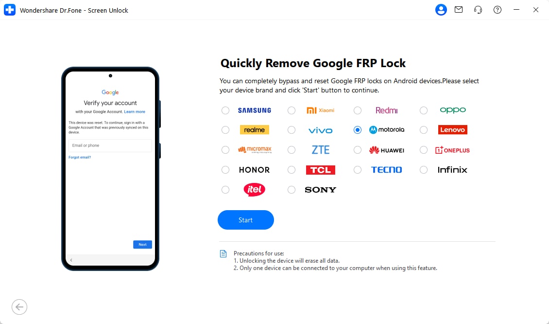 choose the android unlock tool