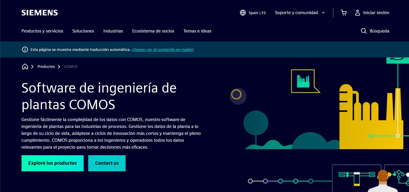interfaz de Siemens COMOS para gestionar diagramas de P&ID