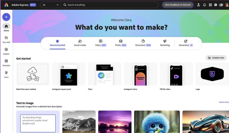 Adobe Express: mejor para ediciones rápidas y diseños