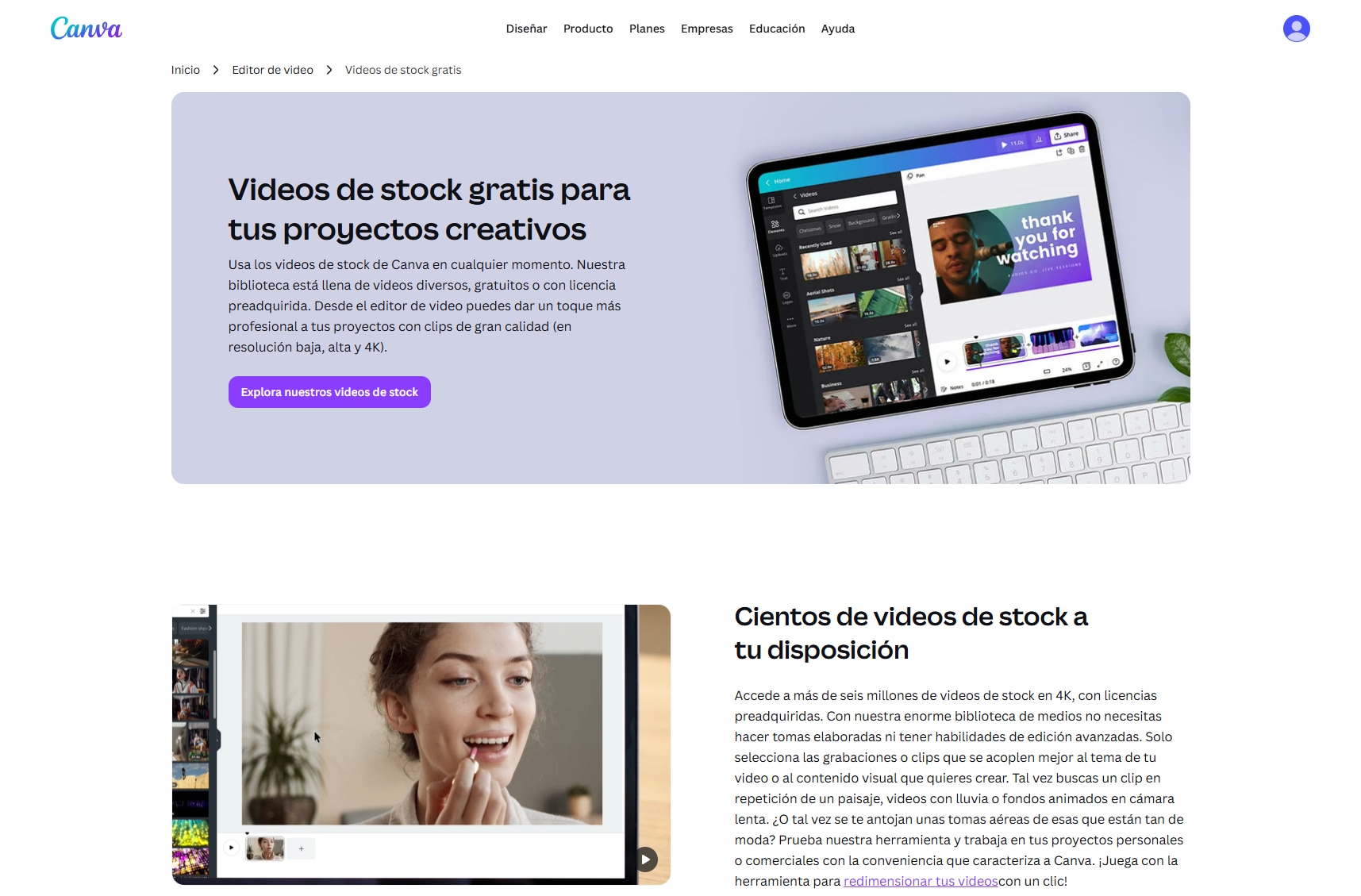 Canva: una biblioteca de videos integrada en un editor online