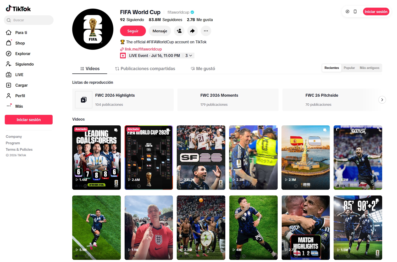 Guardar videos del Mundial desde TikTok