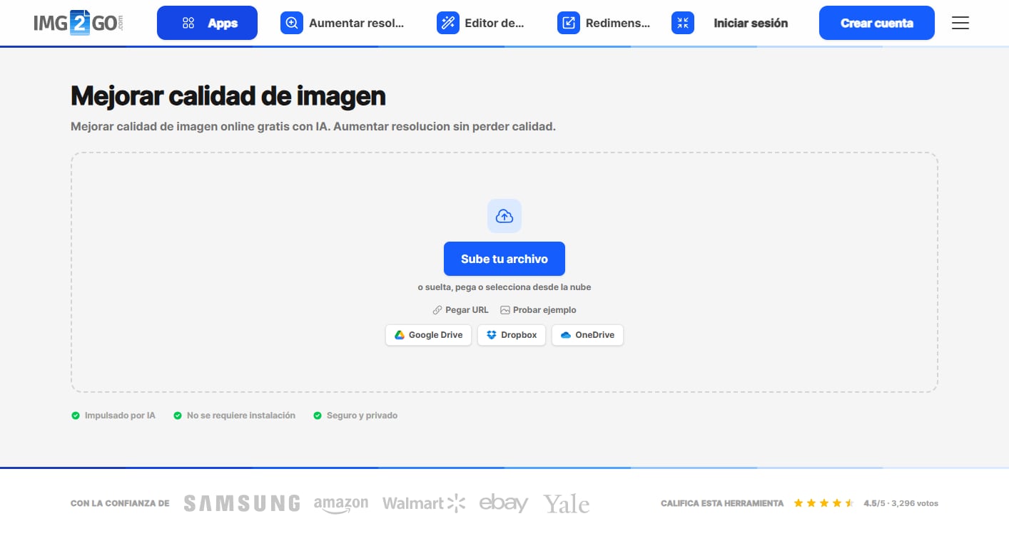 Img2Go: escalado gratuito sin cuenta