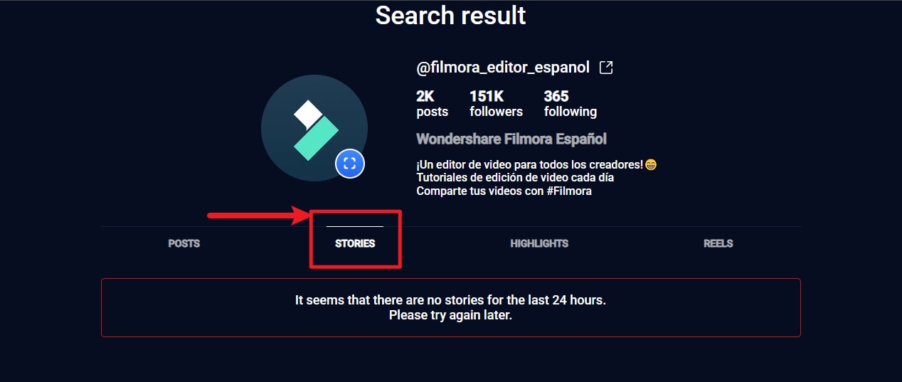 Abre las Stories disponibles