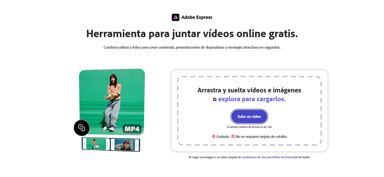 Adobe Express: combinar videos sin marca de agua