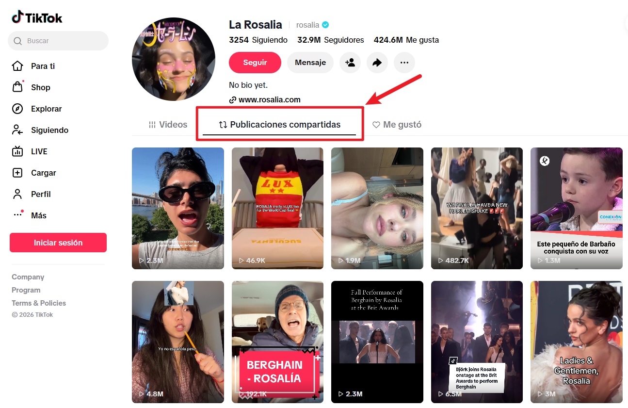 Desde el perfil de TikTok