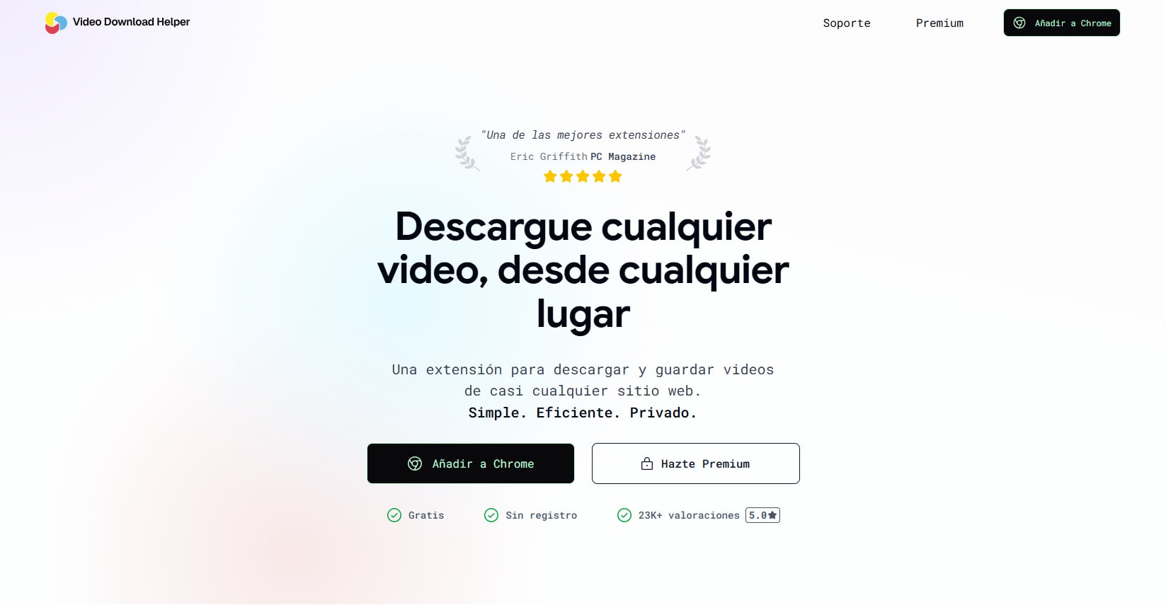 Panel de Video DownloadHelper junto a un video incrustado en una página