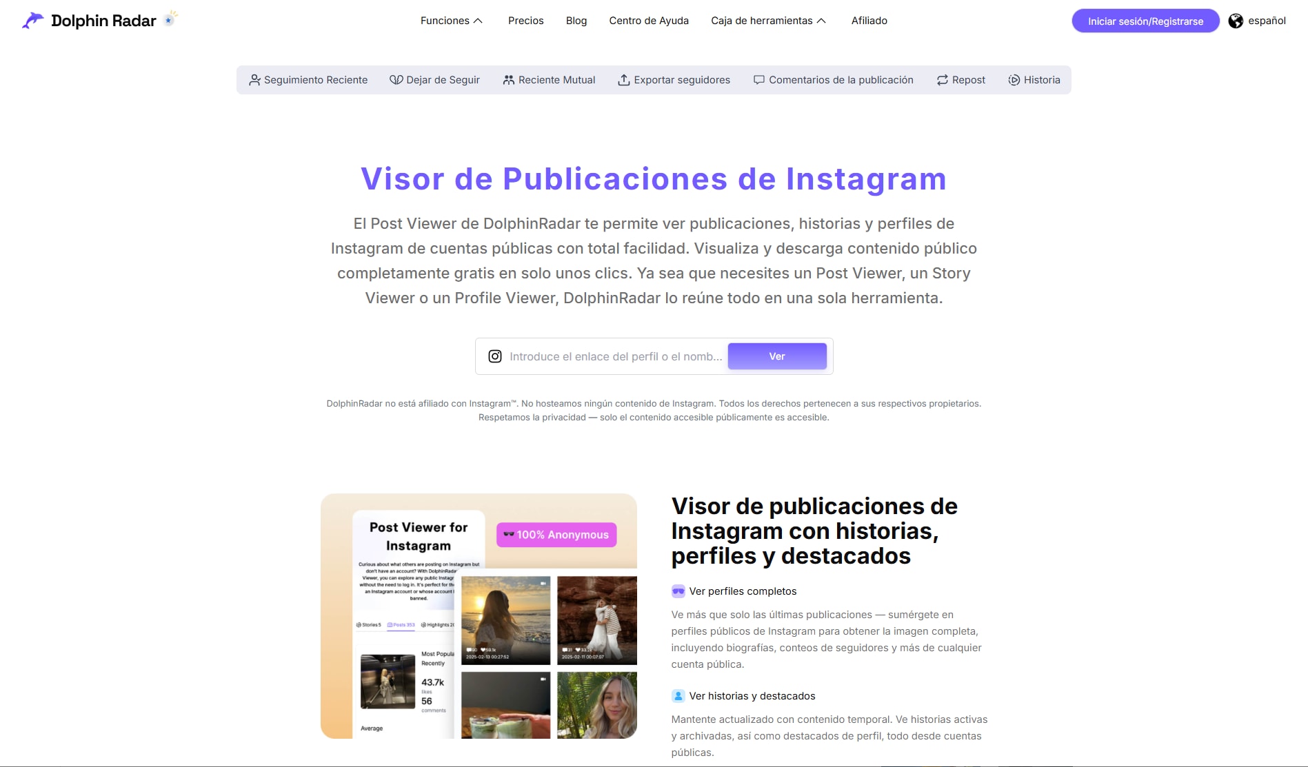 Utiliza un visor externo de Instagram