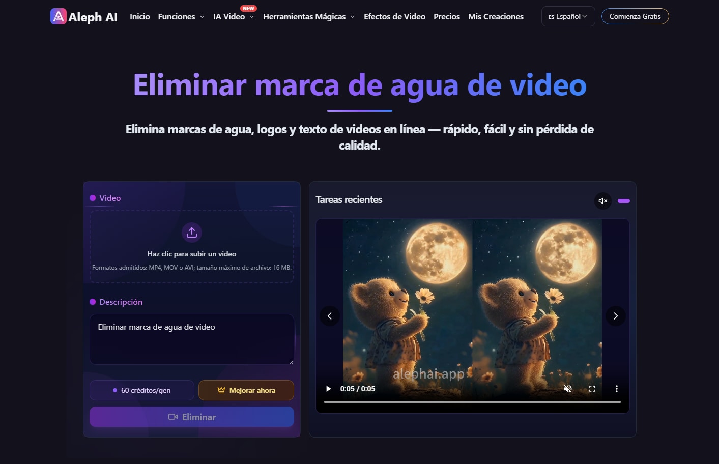 Aleph AI — Para eliminar marcas de agua mediante instrucciones de texto