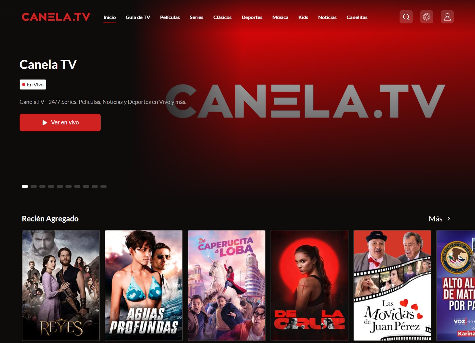 Captura de pantalla de Canela.TV
