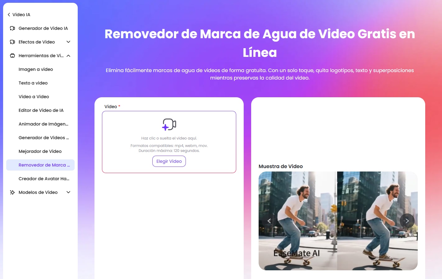 EaseMate AI — Para quitar marcas de agua de videos cortos