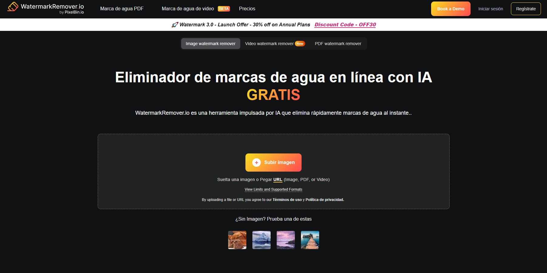 WatermarkRemover.io - Herramienta dedicada con detección automática