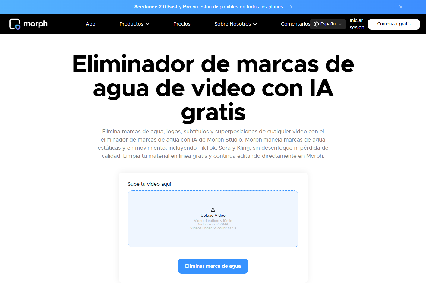 Morph Studio — Para eliminar marcas de agua en movimiento