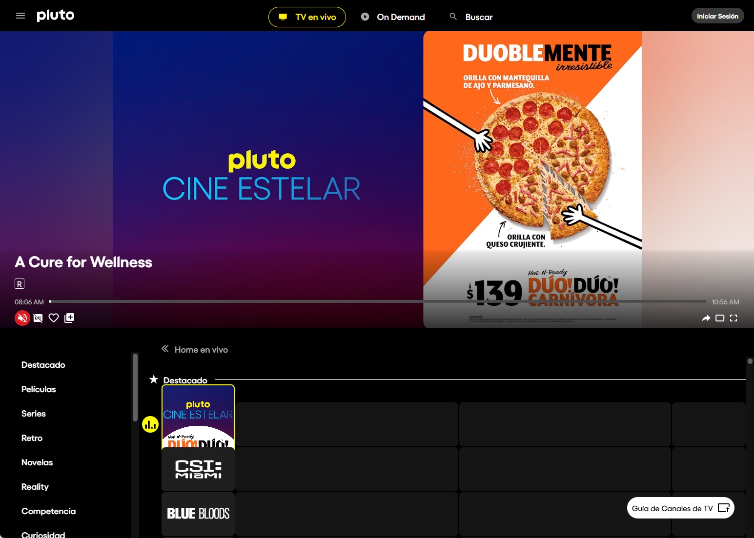 Captura de pantalla de Pluto TV