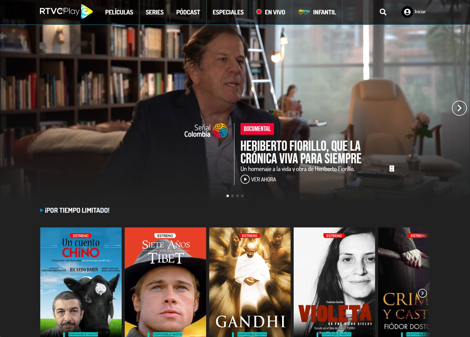 Captura de pantalla de Cine.ar Play y RTVCPlay
