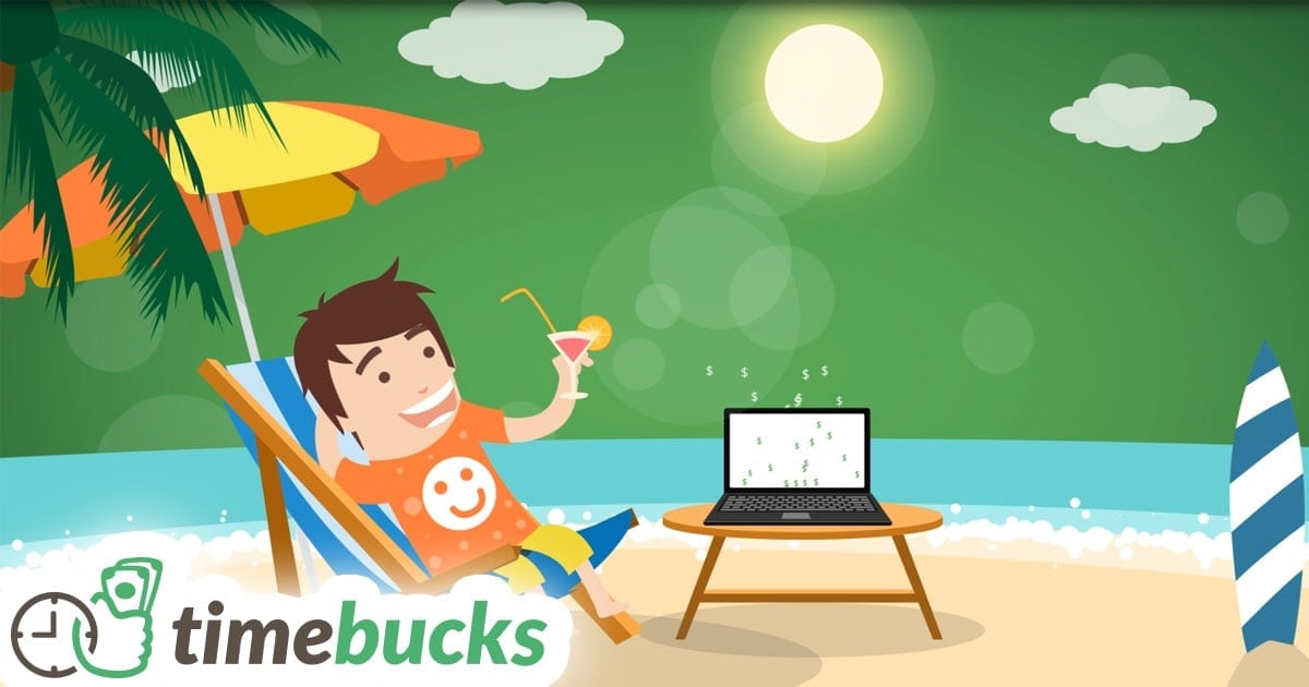 Página de TimeBucks con opciones para ganar dinero mediante tareas online