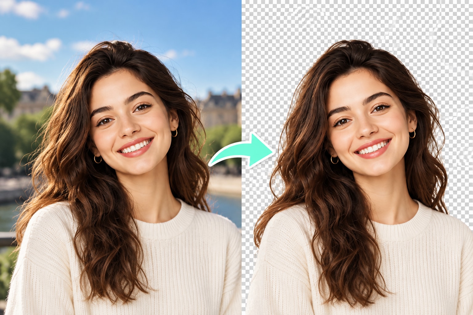 Antes y después de aislar una cara de una foto y un video con IA