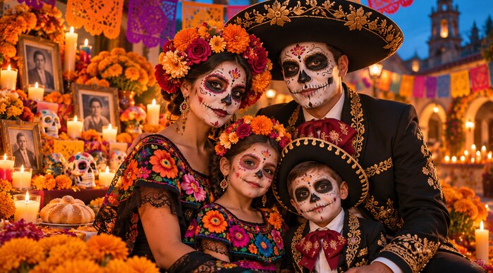Catrina y Catrín para parejas y familia con IA