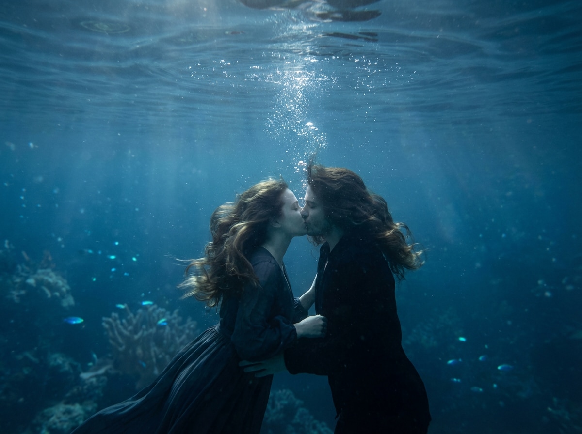 efectos de texto subacuático pareja Filmora