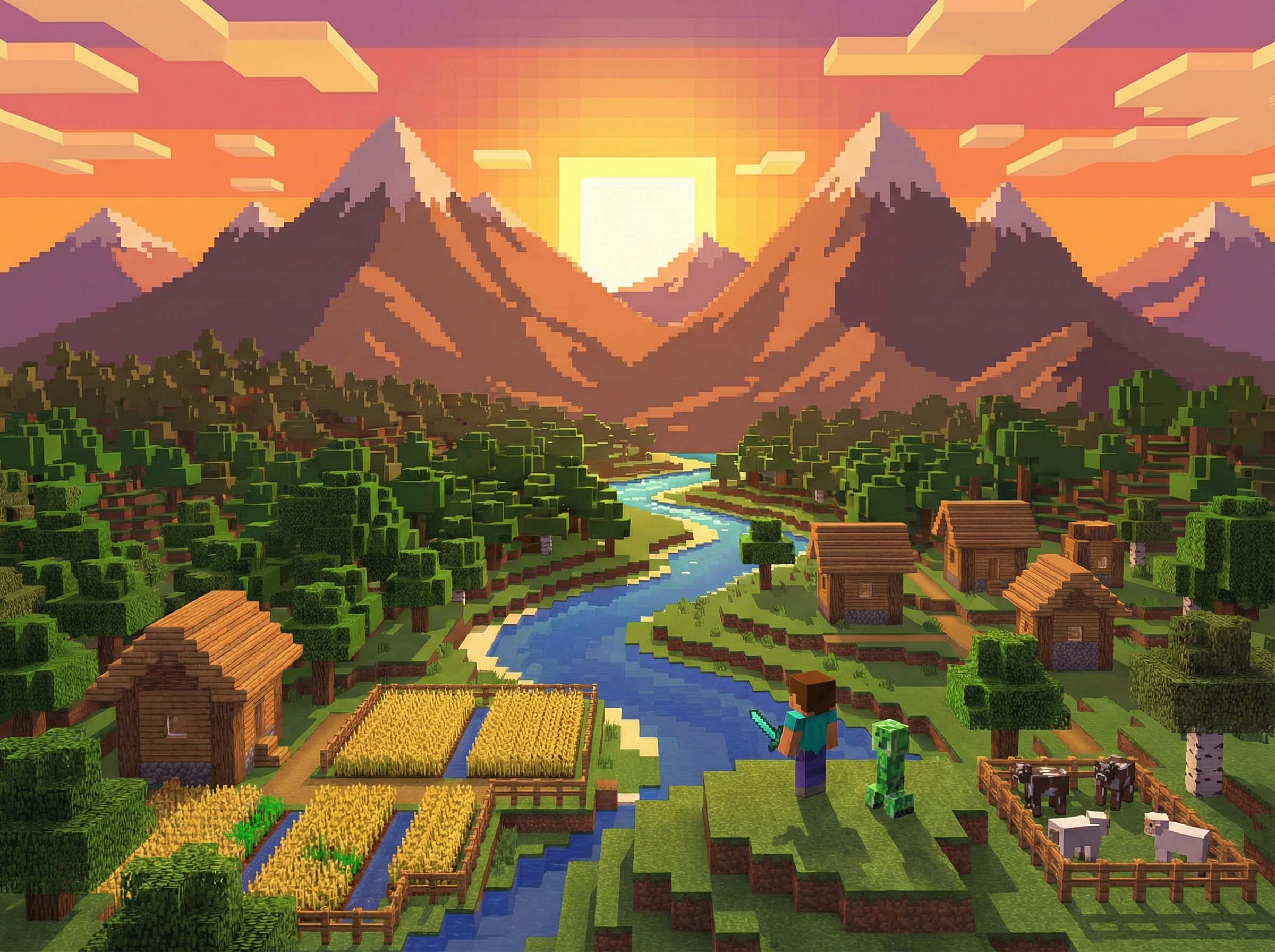 vídeo de fondo de pantalla de Minecraft con IA