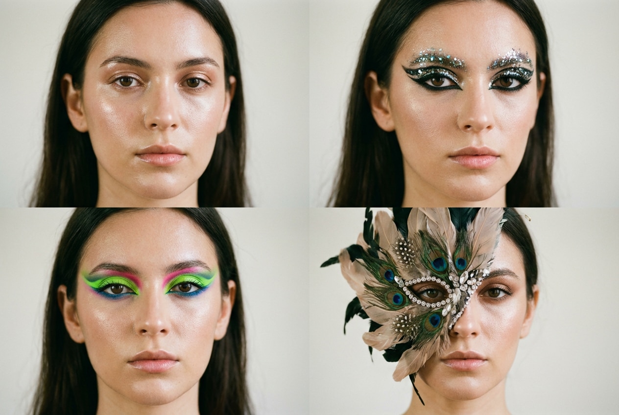collage realista de maquillaje de carnaval con IA