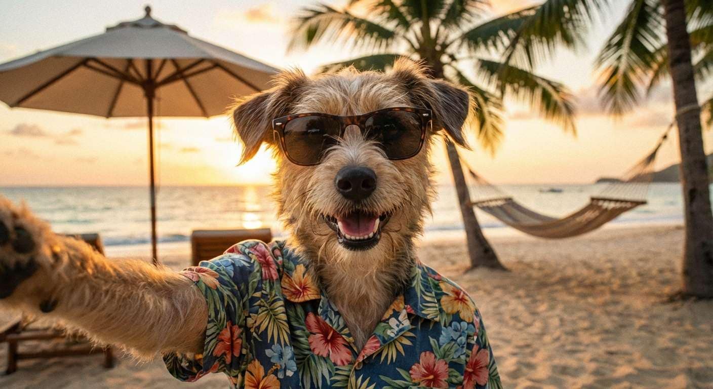 Generador de imágenes IA para crear un perro viajero