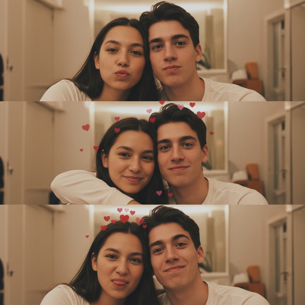 collage 3 fotos en pareja con luz cálida