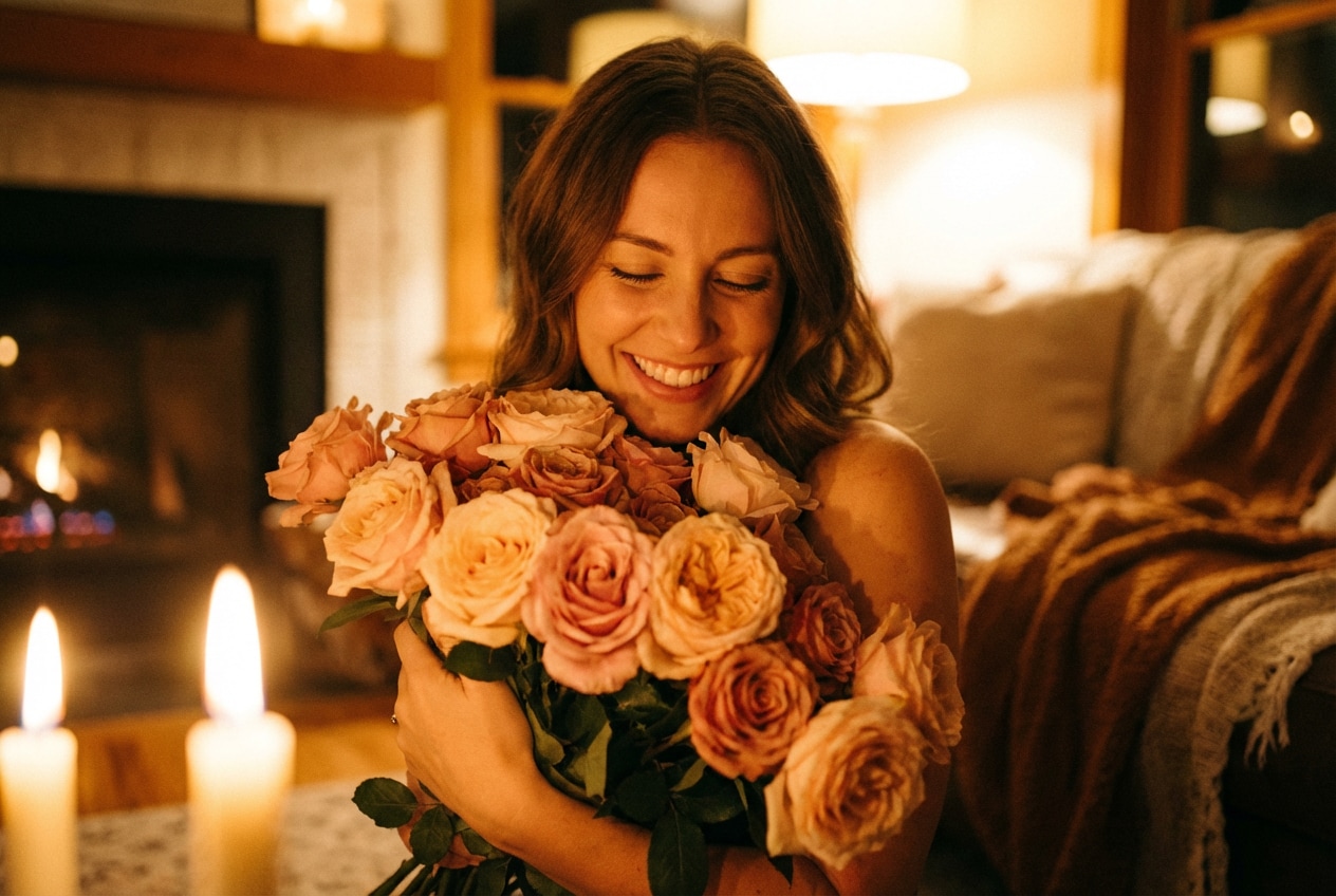 prompt celebración espontánea con rosas San Valentín