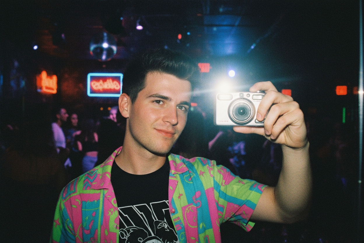 vídeo estilo Y2K con flash directo para Reels y TikTok en Filmora