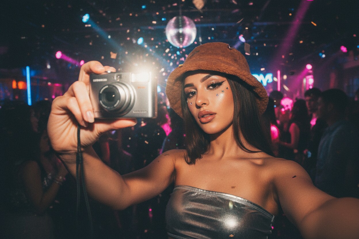 texto retro y efectos glow estilo Y2K en Filmora