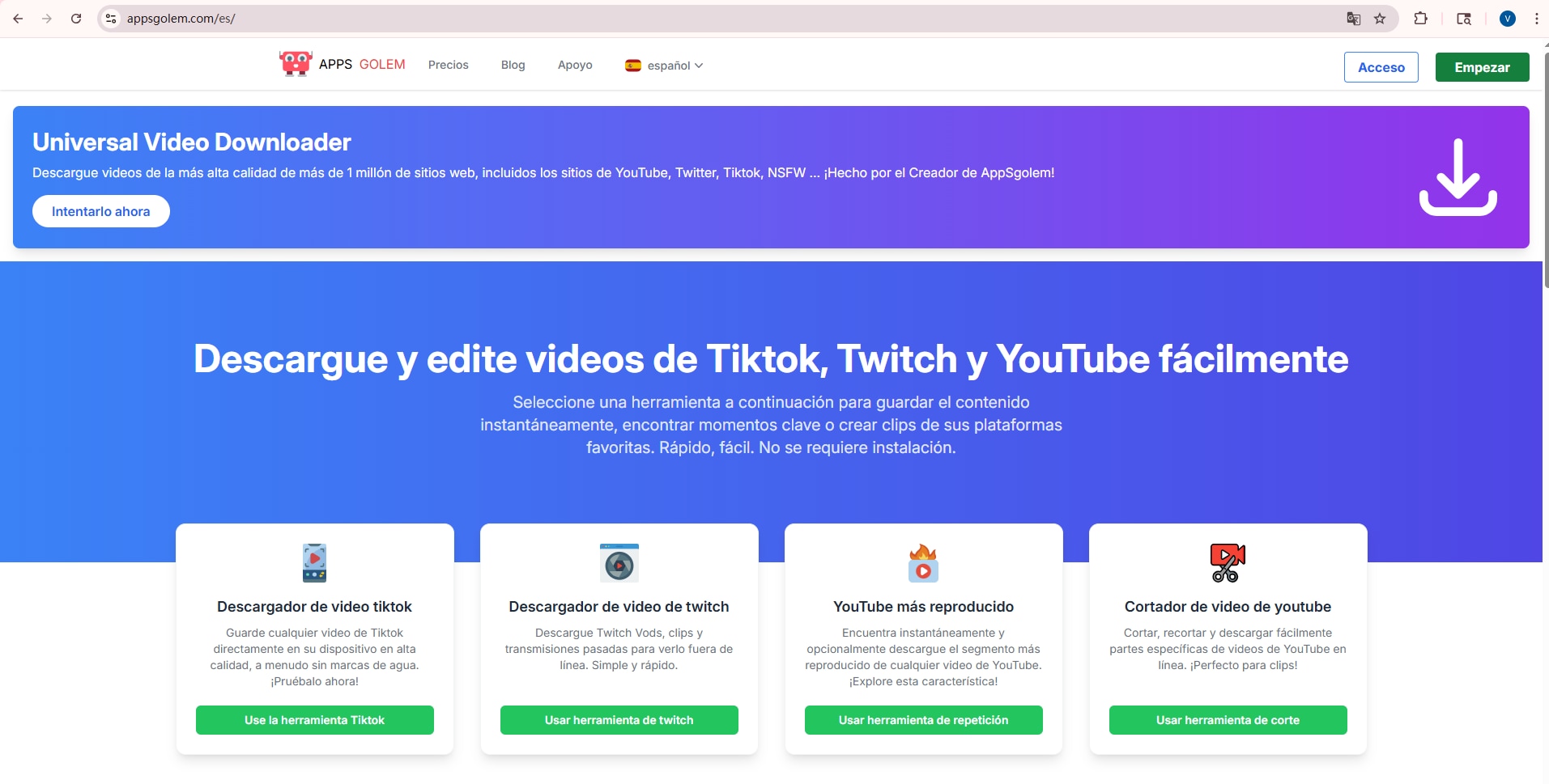 Descargar clip de YouTube en MP4 con YT Cut Golem en PC