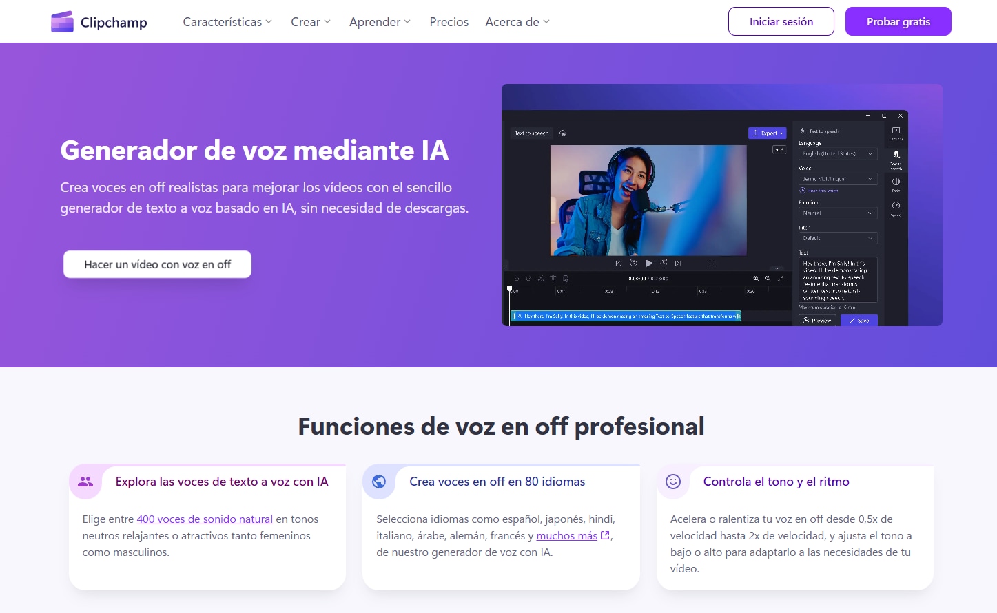 generador de voz -clipchamp